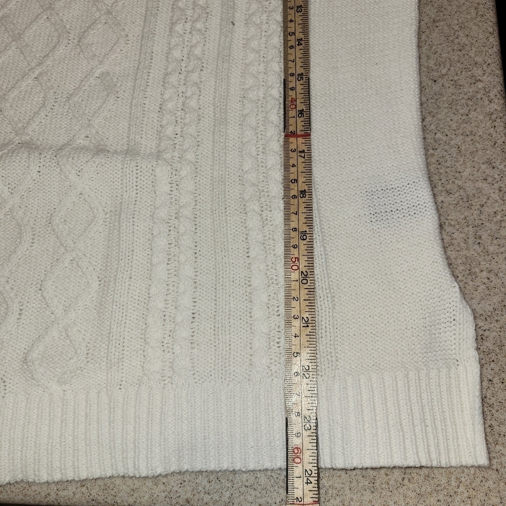 Chaps Classics White Knit Sweater Size Medium Cozy Cotton Acrylic - Picture 4 of 10